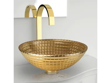 MOSAIC ANNIVERSARY - Countertop oval single crystal washbasin by Glass Design - view 2